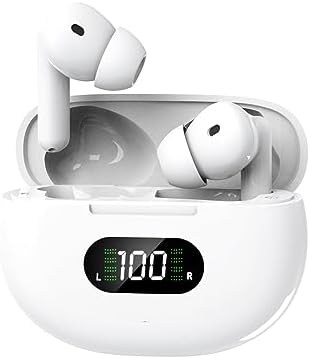 Breaspec Wireless Earbuds, Bluetooth Earbuds, 45H Playback LED Power Display Earphones, Waterproof in-Ear Earbuds with Advanced Noise Cancelling, Low Latency Fast Charge - iOS, Android