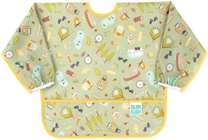 Bumkins Sleeved Bib Baby Bib, Toddler Bib, Smock, Waterproof Fabric, Fits Ages 6-24 Months