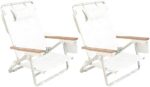 Business & Pleasure Co. Holiday Tommy Chairs - Set of 2 Reclining Backpack Beach Chairs - Antique White, 2-Pack