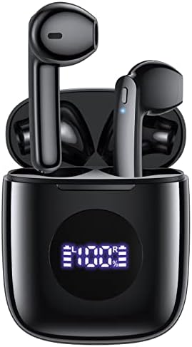 CAPOXO Wireless Earbuds Bluetooth 5.3 Headphones 60Hrs Battery Life with Wireless Charging Case LED Power Display Deep Bass Ear Buds Waterproof Earphones Microphone Stereo Headset for TV Phone Laptop
