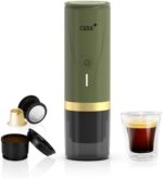 CERA+ Portable Espresso Machine, Self-Heating Electric Coffee Maker, 20 Bar Pressure Compatible with NS Pods & Ground Coffee for Travel, Camping, Office, Home(Green)