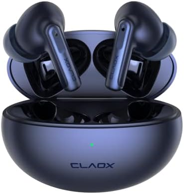 CLAOX Buds Wireless Earbuds, 5.3 Bluetooth Headphones, Active Noise Cancelling Earphones with Wireless Charging Case, Bluetooth Headset Built in Mic, Blue Earbuds for iPhone & Android