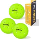 COBIKU Premium Outdoor Pickleballs Balls 3/6/12 Pack - USAPA Approved Tournament and Competition Pickleball with Perfectly Balanced and Visibility, 40 Hole Pickleball for All Skill Levels