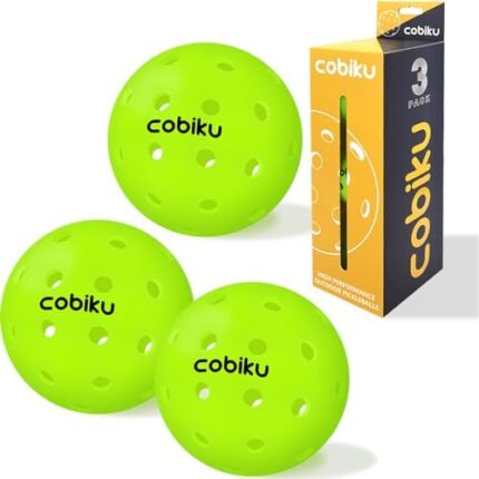 COBIKU Premium Outdoor Pickleballs Balls 3/6/12 Pack - USAPA Approved Tournament and Competition Pickleball with Perfectly Balanced and Visibility, 40 Hole Pickleball for All Skill Levels