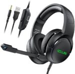 COLUSI C600 Wired 3.5mm AUX Gaming Headset with Hidden-Type Microphone,One Key Mute,Self-Adjustable Over Ear Earmuffs,in- Line Audio Control Gaming Headphone
