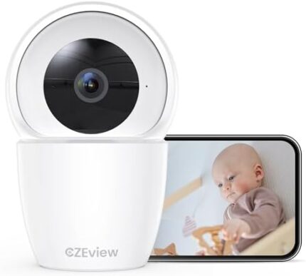 CZEview Indoor Security Camera, Dog Camera, Baby Home Monitor with App, AI Motion Detection, Auto Tracking, 2-Way Talk, Night Vision, Free Cloud/SD Storage