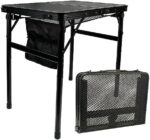 Camping Table, Small Folding Grill Table, 2 Adjustable Heights Foldable Picnic Table with Mesh Desktop & Mesh Bag, Lightweight Portable Aluminum Outdoor Camp Table for Camping, Picnic, Beach, BBQ