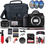 Canon EOS 5DS DSLR Camera (Body Only) (0581C002) + Canon EF 50mm Lens + 64GB Card + Case + Filter Kit + Corel Photo Software + LPE6 Battery + Card Reader + Flex Tripod + Hand Strap + More (Renewed)