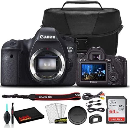 Canon EOS 6D DSLR Camera (Body Only) (8035B002) + EOS Bag + Sandisk Ultra 64GB Card + Cleaning Set and More (International Model) (Renewed)