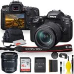 Canon EOS 90D DSLR Camera with 18-135mm Lens, Sigma 18-35mm, Canon EF-S 55-250mm, Canon EF-S 10-18mm, Soft Padded Case, Memory Card, More - Triple Lens Set (International Model) (Renewed)