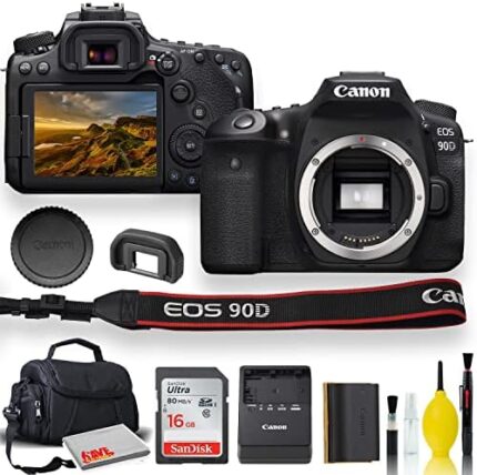 Canon EOS 90D DSLR Camera with Padded Case, Memory Card, and More - Starter Bundle Set (International Model) (Renewed)