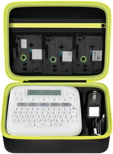 Case Compatible with Brother P-Touch PTD220 D210 Home/Office Everyday Label Maker, Storage Holder Carrying Organizer for Label Tapes, AC Adapter, Charging Cables (Box Only) - Black