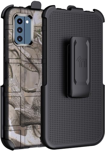 Case with Clip for Nokia C300 Phone, Nakedcellphone Special Ops [Outdoor Camouflage] Tactical Rugged Shield Cover and Ratchet Belt Hip Holster - Tree Leaf Real Woods Camo Design