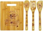 Christmas Gift for Women, Mom Birthday Gift from Daughter, Bamboo Kitchen Cutting Board with Wooden Cooking Spoons Utensil Set Personalized Mother's Day Gift Accessories