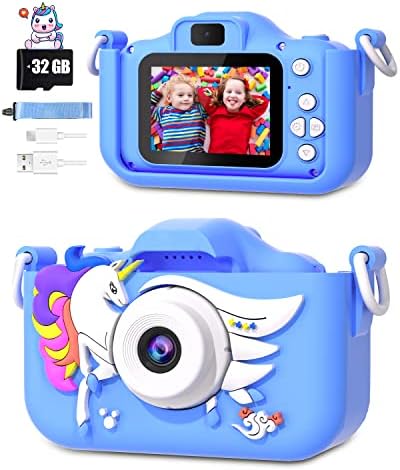 Colofree Kids Camera, Kids Digital Camera for Age 3-5 Boys/Girls, Toddler Camera for 6 7 8 9 10 11 12 Year Old Christmas Birthday Festival Gifts, Kids Camera Toys with 32G SD Card（Blue）