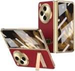 Compatible with Oppo Find N3 Case with Screen Protector Case, Luxury Shockproof Electroplated Case,Shockproof Cover Anti-Drop Full Protective Cover Compatible with Oppo Find N3 (Color : Vermelho)