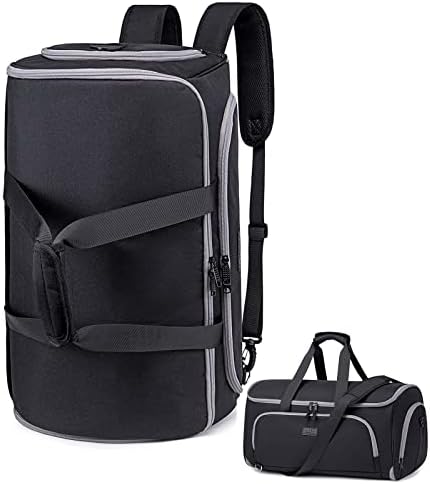 Convertible Travel Garment Bag, Carry on Garment Duffel Bag for Men Women - 4 in 1 Hanging Suit Business Travel Bag with Double Back Strap and Detachable Shoulder, Waterproof -Black