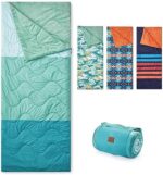 Cozy Bliss Puffy Camping Blanket Beach Mat Sleeping Bag 3 in 1 Multi Use, Packable Outdoor Blankets Warm Lightweight Down Alternative Filled 63"x78" for Travel Picnic Stadium Concerts