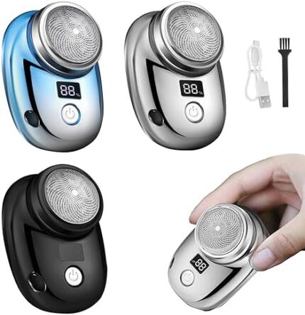 DINVES Mini Shaver Portable Electric Shaver, LED Display Shaver Powerful Storm Shaver for Men, Mini Electric Razor Type-C Fast Charging, Pocket Size USB Shaver for Travel (Random Colors)
