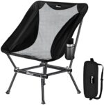 DRAXDOG Camping Chair, Compact Backpacking Chair, Portable Folding Chair, Beach Chair with Side Pocket, Lightweight Hiking Chair Low Back Chair WBAK-ZZ-V (Dark)