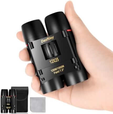 Dazftiey 12x25 Mini Pocket Binoculars for Adults Kids，Compact Lightweight High Powered Binoculars with Clear Vision,Binoculars for Cruise Ship Bird Watching,Travel, Opera Concert