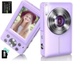 Digital Camera, 2023 Newest Camera for Kids with 32GB Card, 16X Zoom,1080P Point and Shoot Digital Camera with Anti-Shake, Timestamp, Flashlight, Compact Travel Camera for Teens, Girls,Boys, Purple