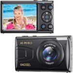 Digital Camera, 2.7K Kids Camera for Photography, 64MP MP3 Player Compact Video Camera 18X Digital Zoom Vlogging Camera for YouTube, Auto Focus Point and Shoot Digital Cameras Gift for Students Teens