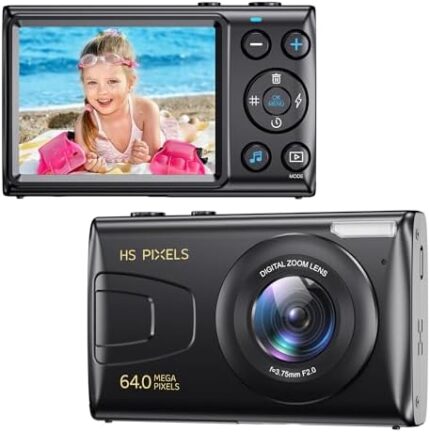 Digital Camera, 2.7K Kids Camera for Photography, 64MP MP3 Player Compact Video Camera 18X Digital Zoom Vlogging Camera for YouTube, Auto Focus Point and Shoot Digital Cameras Gift for Students Teens