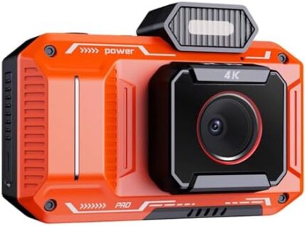 Digital Camera, 4K 48MP Autofocus Anti-Shake Vlogging Camera, 18X Digital Zoom with 32G SD Card, Point and Shoot Digital Camera with Flash Gift for Teen Beginner Student (Orange