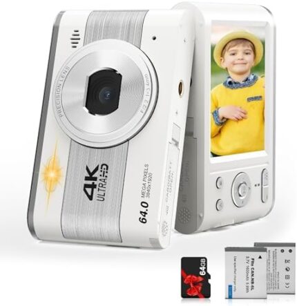 Digital Camera Native FHD 4K 64MP Digital Camera for Kids Compact Digital Camera with 64GB Card 18X Digital Zoom Point and Shoot Camera Portable Camera for Teens Students Boys Girls Seniors