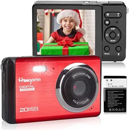 Digital Camera for Photography, FHD 1080P 20MP Point and Shoot Camera with 2.8" TFT LCD, Compact Rechargeable Vlogging Cameras for Kids,Beginner,Students,Teens,Elders (Red)
