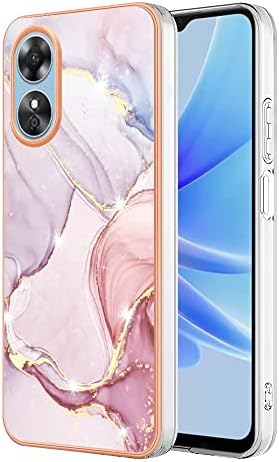 Dinglijia for Oppo A17 Case, Soft TPU + IMD Marble Pattern Slim Design Enhanced Camera and Screen Protection Girls and Women Case for Oppo A17 YBBK Rose Gold