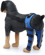 Dog Knee Brace Adjustable Dog Double Rear Leg Brace with Metal Hinged Flexible Support and Reflective Seat Belts Dog Acl Brace Hind Leg Blue (XS)