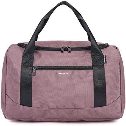 ECOHUB 16'' Personal Item Bag Small Duffel Bag Foldable Travel Bag Travel Essentials Weekender Bag Overnight Bags Gym Bag Hospital Bags for Women and Men (Pink)
