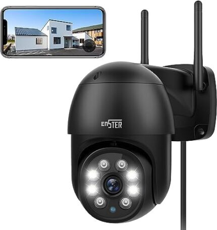 ENSTER 2.5K 4MP Security Camera Outdoor/Home, 5g WiFi Camera, 2.4G/5GHz Dual Bands, 360° PTZ IP Camera Outdoor with Human Motion Detection, Auto Tracking, Spotlight Color Night Vision, Two-Way Talk