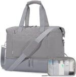 ETRONIK Weekender Bag with 15.6" Laptop Compartment, 30L Travel Duffle Bag with Shoe Compartment & Wet Pocket, Carry On Overnight Bag with Toiletry Bag for Women, Gym Tote Bag Hospital Bag, Grey