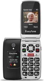 Easyfone Prime-A1 Pro 4G Unlocked Big Button Flip Cell Phone for Seniors, 2.4'' HD Display, Large Fonts, Clear Sound, SOS Button, SIM Card Included, 1500mAh Battery with a Charging Dock (Black)