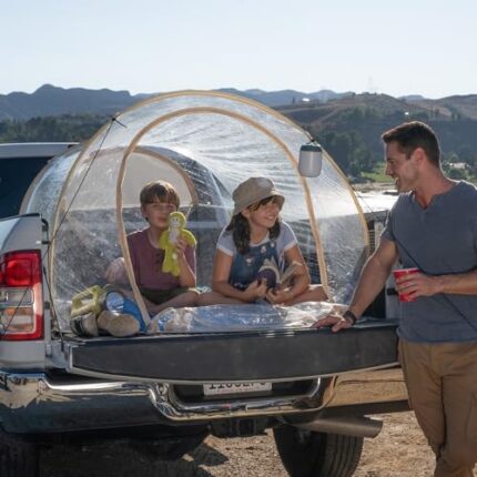 EighteenTek Thanksgiving Clear Pop Up Sports Tent Camping Stargazing Transparent Outdoor Bubble Capsule Portable Weatherproof Pod Instant Cold Protection Shelter Truck Tent for Camping 88"x54"x39"H