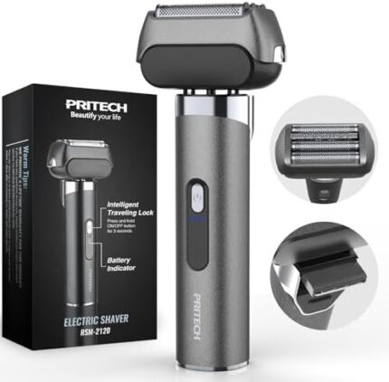 Electric Foil Razor Shavers 4 Blade Head Shaver for Men and Popup Beard Trimmer with Rechargeable 2 Adjustable Speeds Men's Beard Shaver by Pritech
