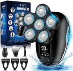 Electric Head Shaver for Bald Men, 6 in 1 Mens Electric Head Razor Bald Head Shaver Cordless Electric Razor Men, IPX7 Wet/Dry Waterproof Skull Shaver with Head Shaver Kit LED Display