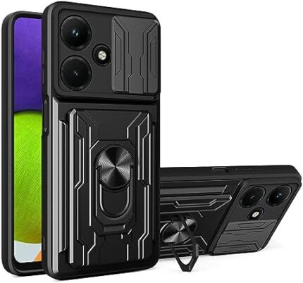 Elubugod Compatible with Infinix Note 30 4G Slot Phone Case,with Slide Camera Lens Cover Compatible with Infinix Note 30 4G X6833B X6716B Case Black
