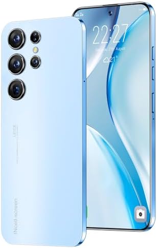 ExAchat 5G Unlocked Cell Phones,Smart Phone with 6.8" HD Screen,8GB+256GB,6800mAh,64MP+24MP Camera,Android Phones with Powerful Qualcomm Chips,Support SIM/Face ID/GPS/Fingerprint Unlock（Blue）