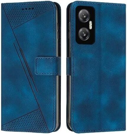 FACSER Flip Shockproof Case Compatible with Infinix Hot 20 5G Wallet Flip Phone Case Card Slot Holder Flip Cover Phone Case Wrist Strap Phone Case Compatible with Infinix Hot 20 5G (Color : Blue)