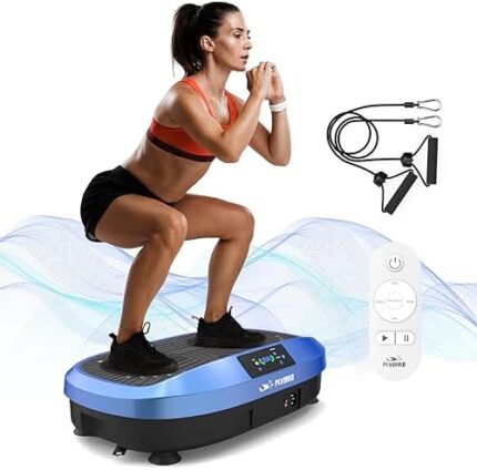 FLYBIRD Vibration Plate Exercise Machine, Lymphatic Drainage Machine, Whole Body Workout Vibration Platform w/ 2 Resistance Bands for Wellness and Fitness