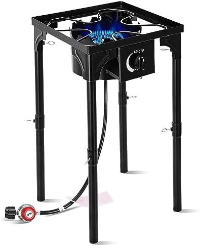 FSUON Outdoor Camping Stove, 130000 BTU, Propane Gas Cooker with Detachable Legs, High Pressure Single Burner, 30 PSI Regulator