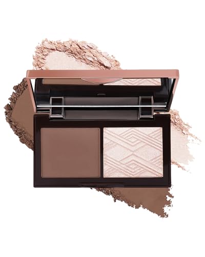 Face Contour Glitter Highlighter Powder Palette-2 in 1 Cruelty-Free Matte Bronzer Powder, Shimmer Illuminator Highlighters for a Glowing Look, Blendable Makeup Palette, Thanksigiving Gift for Women-01