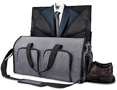 Fanwoli Carry on Garment Bag Fit All Airlines - Upgrade YKK Zipper - Convertible Travel Costume Duffle Bag - Ideal for Man Business Suit Women Wedding Dress - 43 Inches Extra Length