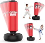 Finditop Punch and Kick Punching Bag for Kids, Active Kids Workout Exercise Boxing Game. Durable Inflatable Punching Bags Kids Birthday Gifts for Small Boys&Girls, Red,Blue