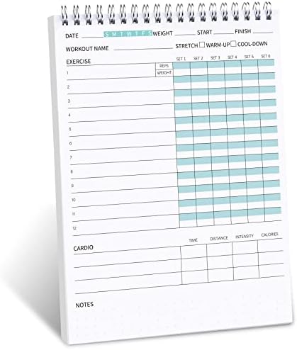 Fitness Journal Workout Planner Notepad For Women & Men Weight Loss,Daily Gym,Exercise Goals,Bodybuilding Progress,Wellness Tracker,6.7 X 9.4 inches, 60 sheets