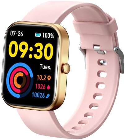 Fitness Tracker for Women, Heart Rate Monitor[Screen Always-on], Blood Oxygen Blood Pressure Sleep Monitor, Smart Watch Make Call/Answer, 2" HD Screen Waterproof, 100+ Sport Modes, Android iOS, Gold
